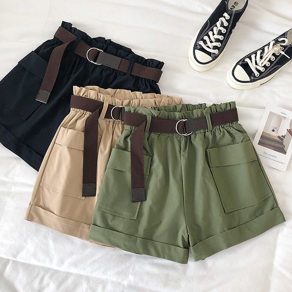 2019 summer women high waist belted shorts with pockets streetwear loose causal cotton bermuda shorts harajuku, White;black
2019 summer women high waist belted shorts with pockets streetwear loose causal cotton bermuda shorts harajuku, White;black