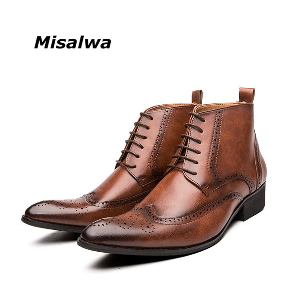 boots misalwa brogue college style men lace up versatile leather male shoes wedding party ankle casual short, Black
boots misalwa brogue college style men lace up versatile leather male shoes wedding party ankle casual short, Black