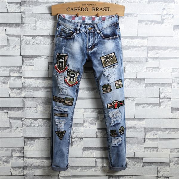 mens jeans ripped straight embroidery jeans men long trousers distressed slim fit fashion pants jean size 29, Blue
mens jeans ripped straight embroidery jeans men long trousers distressed slim fit fashion pants jean size 29, Blue