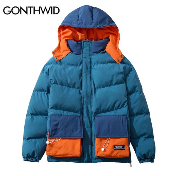 gonthwid color block patchwork pockets removable hooded parkas streetwear casual cotton padded parka jackets hip hop thick coats, Black
gonthwid color block patchwork pockets removable hooded parkas streetwear casual cotton padded parka jackets hip hop thick coats, Black