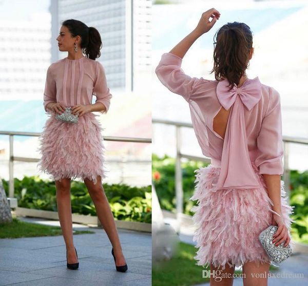 feather short prom dresses jewel pink long sleeves open back with bow evening gowns cocktail party dresses for special occasion
feather short prom dresses jewel pink long sleeves open back with bow evening gowns cocktail party dresses for special occasion