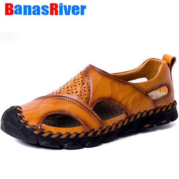 round toe slip on summer sandals men hollow breathable handmade leather flats plus size fashion casual beach shoes, Black
round toe slip on summer sandals men hollow breathable handmade leather flats plus size fashion casual beach shoes, Black