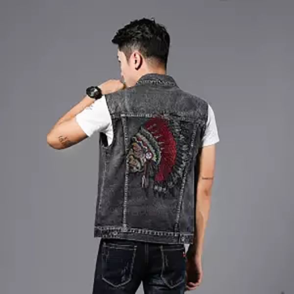 2018 cotton jeans sleeveless jacket men plus size dark blue denim jeans vest men cowboy denim vest mens jackets, Black;white
2018 cotton jeans sleeveless jacket men plus size dark blue denim jeans vest men cowboy denim vest mens jackets, Black;white