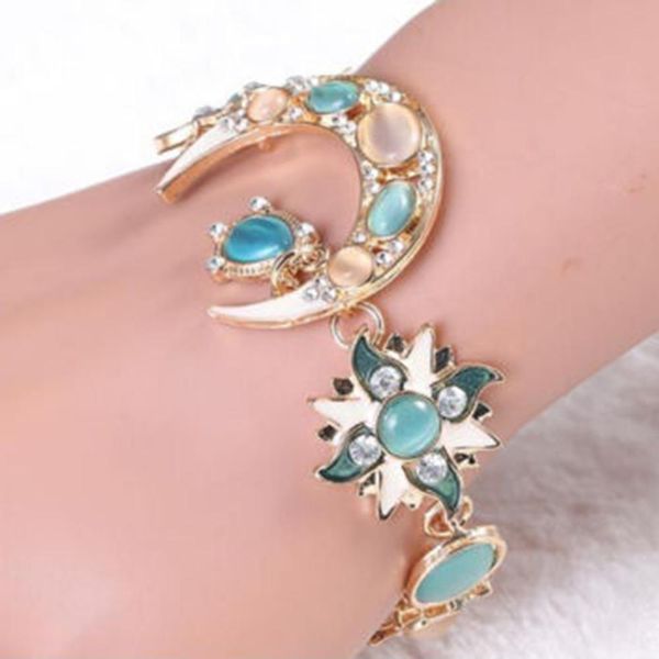 2019 new fashion women sun and moon shiny crystal rhinestone opal water drops bracelet beautiful gift, Black
2019 new fashion women sun and moon shiny crystal rhinestone opal water drops bracelet beautiful gift, Black