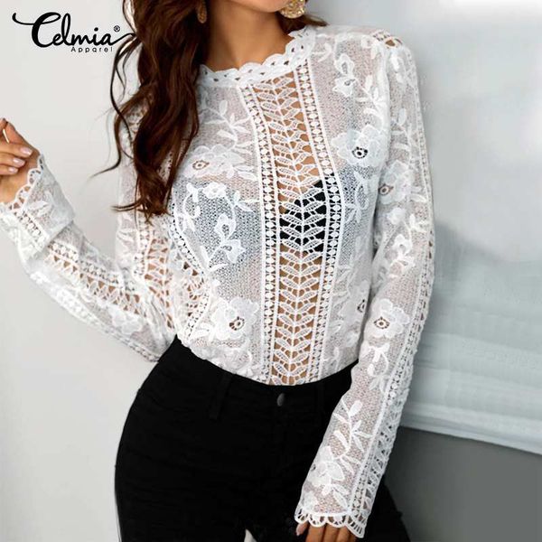 celmia 2020 summer see-through women white lace blouseslong sleeve casual hollow out elegant embroidery shirt blusas
celmia 2020 summer see-through women white lace blouseslong sleeve casual hollow out elegant embroidery shirt blusas