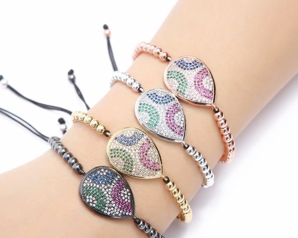 gold silver micro pave cz cubic zirconia rope adjusted copper beads bracelet sxt4 leaf charm braided bangles women, Black
gold silver micro pave cz cubic zirconia rope adjusted copper beads bracelet sxt4 leaf charm braided bangles women, Black