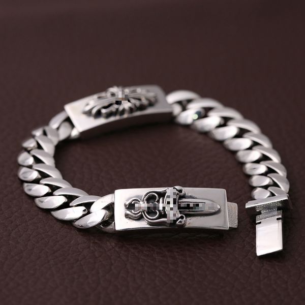 s925 sterling silver men's bracelet personality fashion classic jewelry retro punk style cross dagger shape 2019 new gift, Black
s925 sterling silver men's bracelet personality fashion classic jewelry retro punk style cross dagger shape 2019 new gift, Black