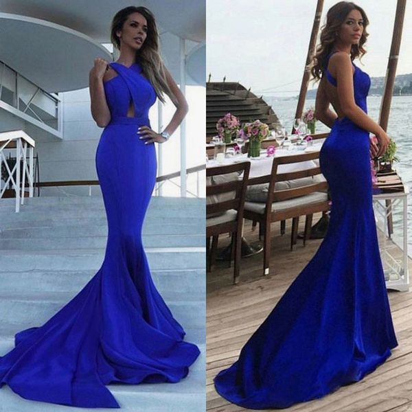 2019 royal blue mermaid evening dresses halter sweep train formal prom gowns backless party dresses, Black;red
2019 royal blue mermaid evening dresses halter sweep train formal prom gowns backless party dresses, Black;red