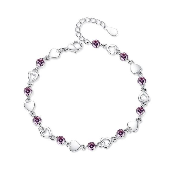 crystal heart bracelet 925 sterling silver charm wristband women jewellery gift 634c, Black
crystal heart bracelet 925 sterling silver charm wristband women jewellery gift 634c, Black
