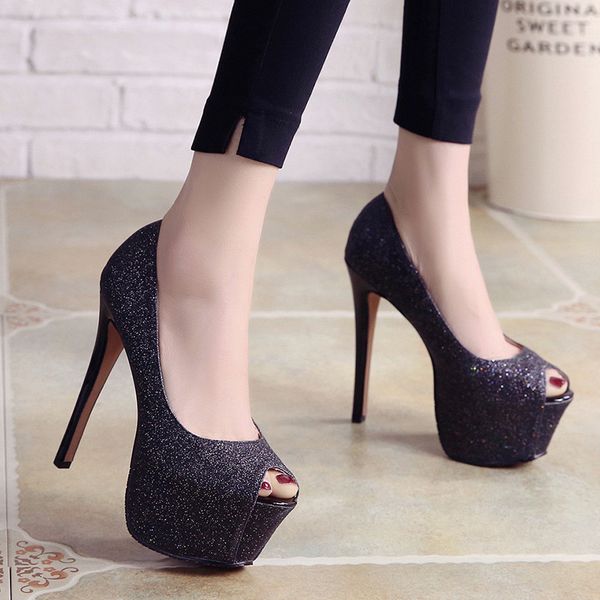 15cm ultra high heel fish mouth shoes model dress wedding shoes hate sky high sequins nightclub single women, Black
15cm ultra high heel fish mouth shoes model dress wedding shoes hate sky high sequins nightclub single women, Black