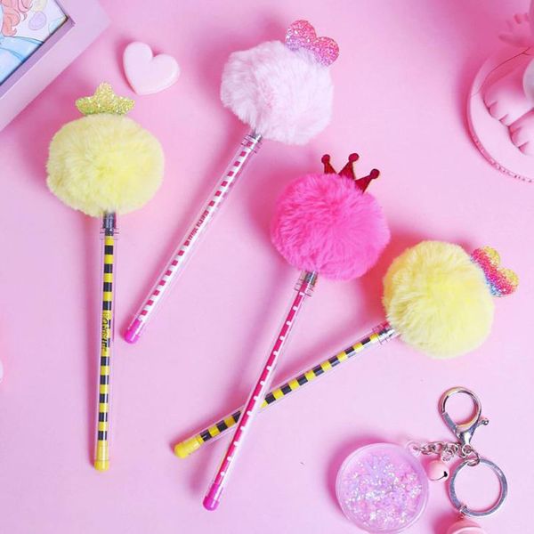 gel pens 2 pcs kawaii creative color crown heart star with fluffy ball for decoration stationery school supplies
gel pens 2 pcs kawaii creative color crown heart star with fluffy ball for decoration stationery school supplies