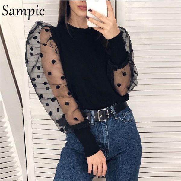 sampic woman turtleneck slim polka dot puff long sleeve blouses shirts thin casual mesh shirts autumn winter, White
sampic woman turtleneck slim polka dot puff long sleeve blouses shirts thin casual mesh shirts autumn winter, White