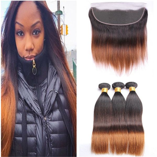 #1b/4/30 medium auburn ombre brazilian human hair wefts with 13x4 lace frontal closure straight 3tone ombre hair bundles with frontal, Black;brown
#1b/4/30 medium auburn ombre brazilian human hair wefts with 13x4 lace frontal closure straight 3tone ombre hair bundles with frontal, Black;brown