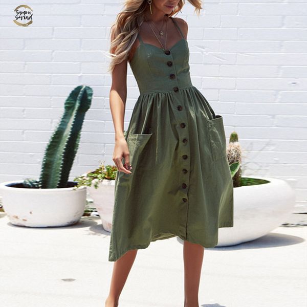 casual vintage sundress women summer dress 2019 boho dress midi button backless polka dot striped floral beach dress female, Black;gray
casual vintage sundress women summer dress 2019 boho dress midi button backless polka dot striped floral beach dress female, Black;gray