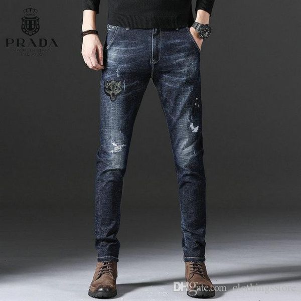 pra classic tide brand jeans mens designer jeans boutique slim trousers trend wild casual pants fashion trend trousers hip hop trousers, Blue
pra classic tide brand jeans mens designer jeans boutique slim trousers trend wild casual pants fashion trend trousers hip hop trousers, Blue