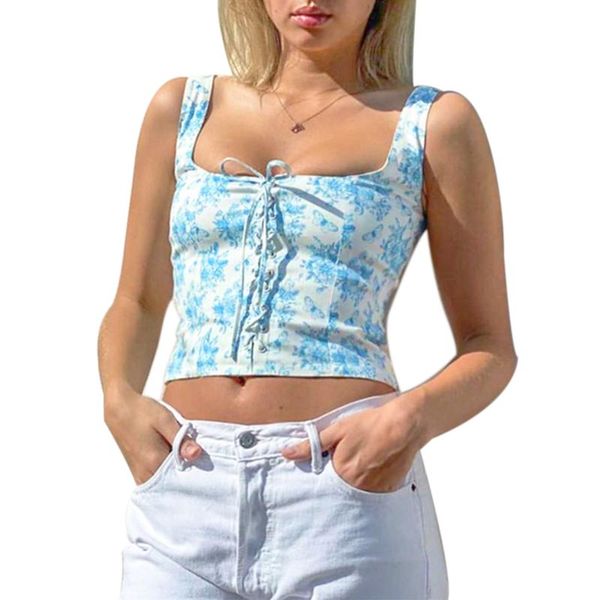 women's tanks & camis 2021 fashion blue floral print sleeveless crop fit elastic bandage v-neck tank cropped summer, White
women's tanks & camis 2021 fashion blue floral print sleeveless crop fit elastic bandage v-neck tank cropped summer, White