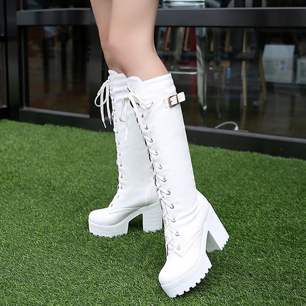 women knee-hight boots winter warm steampunk gothic vintage style retro punk buckle military combat lace up boots female botas, Black
women knee-hight boots winter warm steampunk gothic vintage style retro punk buckle military combat lace up boots female botas, Black
