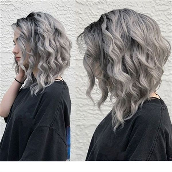 2019 women's fashion wig ombre grey heat resistant natural synthetic hair full wigs curly wavy hairstyle soft waves full wigs, Black
2019 women's fashion wig ombre grey heat resistant natural synthetic hair full wigs curly wavy hairstyle soft waves full wigs, Black