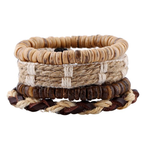 handmade diy hemp rope weave bracelet set with coconut bead mens leather bracelet, Black
handmade diy hemp rope weave bracelet set with coconut bead mens leather bracelet, Black