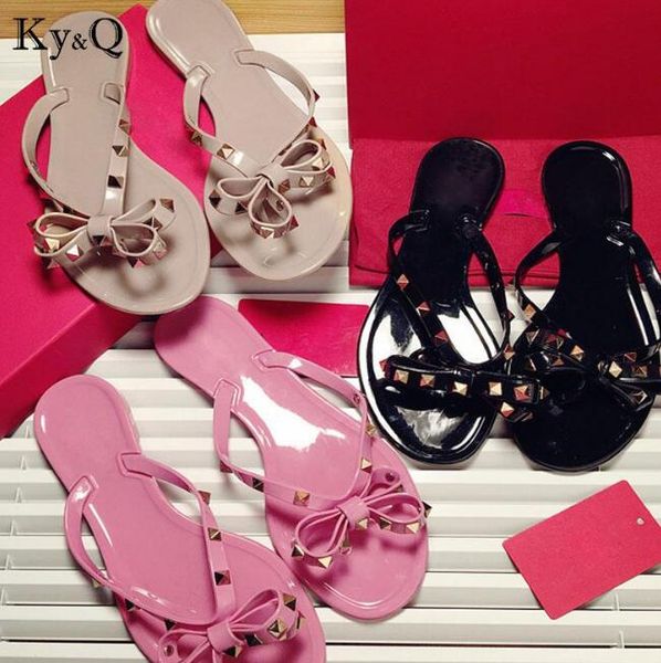 brands women rivets bow knot flat slippers sandals girls flip flops studded summer shoes cool beach slides jelly shoes 35-41, Black
brands women rivets bow knot flat slippers sandals girls flip flops studded summer shoes cool beach slides jelly shoes 35-41, Black