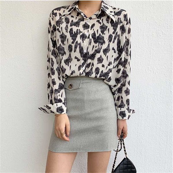 2020 весна лето старинные леопардовые печатные женщины рубашка блузка топы с длинным рукавом кнопка элегантный повседневный свободные блузки, White 
2020 весна лето старинные леопардовые печатные женщины рубашка блузка топы с длинным рукавом кнопка элегантный повседневный свободные блузки, White