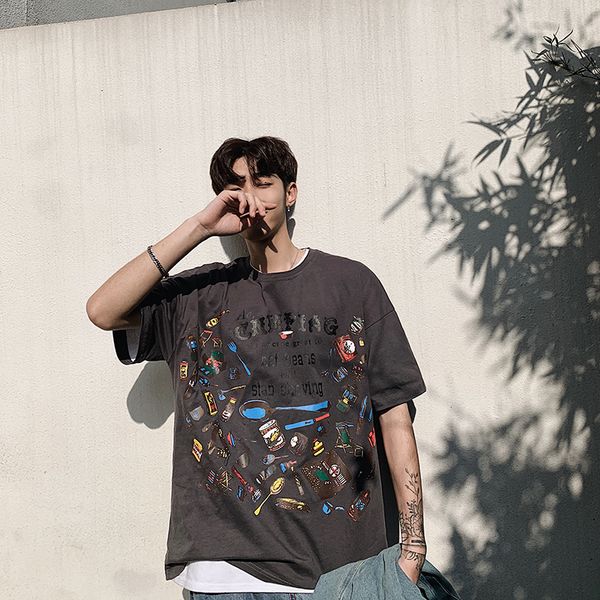 men's casual wear printed short-sleeved & tees printed cotton soft comfortable loose type o-neck t-shirts, White;black
men's casual wear printed short-sleeved & tees printed cotton soft comfortable loose type o-neck t-shirts, White;black