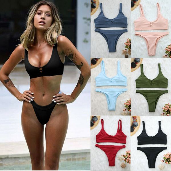 hirigin 2019 new summer women solid bikini set push-up unpadded bra swimsuit swimwear triangle bather suit swimming suit, White;black
hirigin 2019 new summer women solid bikini set push-up unpadded bra swimsuit swimwear triangle bather suit swimming suit, White;black