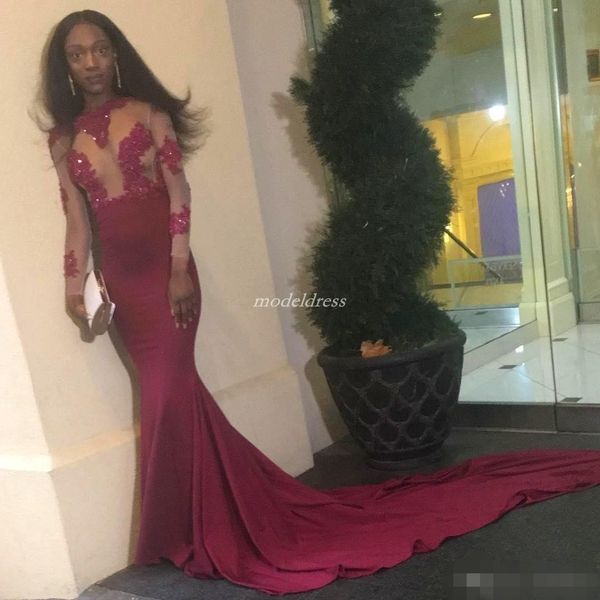 backless dark red prom dresses long sleeves jewel neck lace applique beaded illusion bodice 2019 plus size sweep train eveing party gow, Black
backless dark red prom dresses long sleeves jewel neck lace applique beaded illusion bodice 2019 plus size sweep train eveing party gow, Black