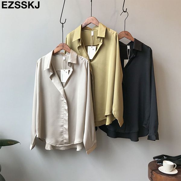 2019 new chic casual loose poplin shirt female temperamen silk blouse shirt women elegant korean solid color oversize top, White
2019 new chic casual loose poplin shirt female temperamen silk blouse shirt women elegant korean solid color oversize top, White