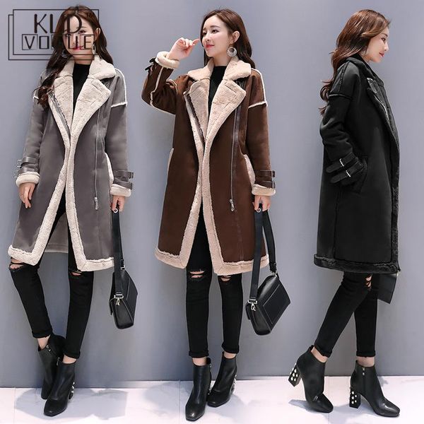 women faux leather lambs wool coat female long thick warm shearling coats suede leather jackets autumn winter female outerwear, Black
women faux leather lambs wool coat female long thick warm shearling coats suede leather jackets autumn winter female outerwear, Black