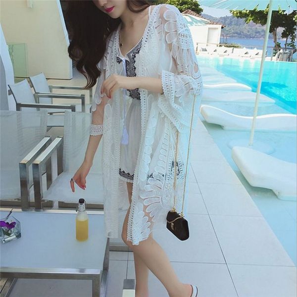 3/4 sleeve white beach tunic shirt summer swimsuit lace hollow crochet beach bikini cover up women swimwear dress
3/4 sleeve white beach tunic shirt summer swimsuit lace hollow crochet beach bikini cover up women swimwear dress