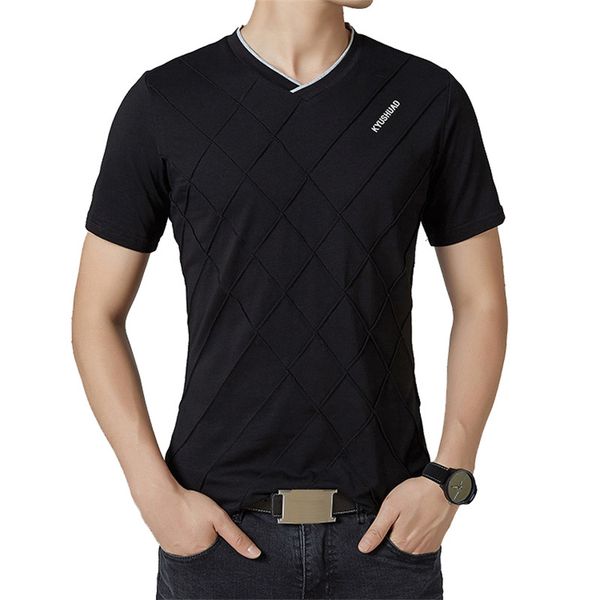 browon brand summer casual t shirt men short sleeve v-neck elastic rhombic pattern men clothes 2018, White;black
browon brand summer casual t shirt men short sleeve v-neck elastic rhombic pattern men clothes 2018, White;black
