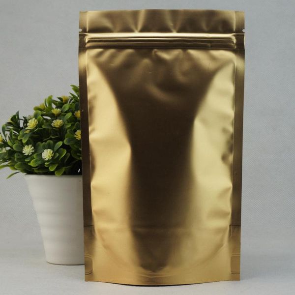 100pcs matte printed golden aluminum foil self-supporting ziplock bag, coffee bean bag, bag