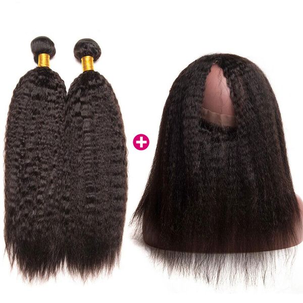 360 lace frontal with bundle kinky straight hair 2 bundles brazilian hair weave bundles with 360 lace frontal closure virgin human hair, Black;brown
360 lace frontal with bundle kinky straight hair 2 bundles brazilian hair weave bundles with 360 lace frontal closure virgin human hair, Black;brown