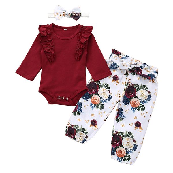 autumn baby girl clothes long sleeve ruffle design romper floral trousers headband outfits clothes, White
autumn baby girl clothes long sleeve ruffle design romper floral trousers headband outfits clothes, White