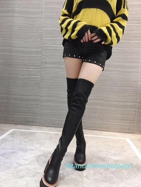 spring fall womens black real leather with stretch pu leg thigh-high over-the-knee chunky platform wedge heels tall boots
spring fall womens black real leather with stretch pu leg thigh-high over-the-knee chunky platform wedge heels tall boots