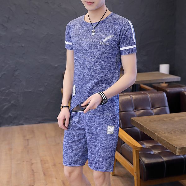 2019 new arrival men's t shirt 2 pc shirt + shorts summer two-piece short sleeve casual basic t-shirts cool shirts, Gray
2019 new arrival men's t shirt 2 pc shirt + shorts summer two-piece short sleeve casual basic t-shirts cool shirts, Gray