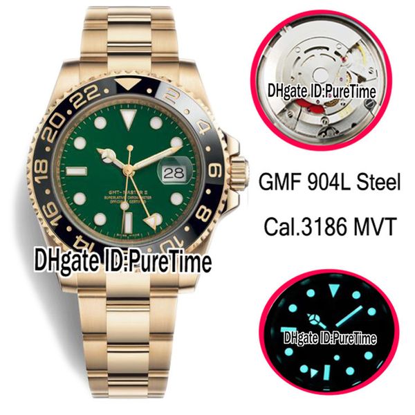 gmf 904l steel cal.3186 automatic mens watch gmt black ceramic bezel 116718-ln-78208 green dial 18k yellow gold a3186 edition puretime, Slivery;brown 
gmf 904l steel cal.3186 automatic mens watch gmt black ceramic bezel 116718-ln-78208 green dial 18k yellow gold a3186 edition puretime, Slivery;brown