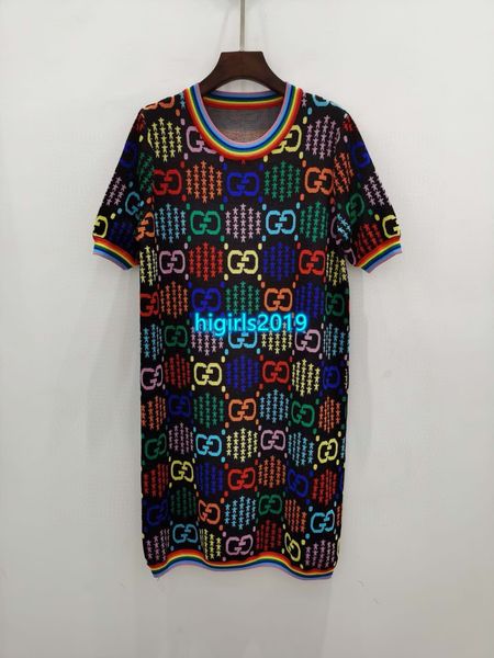 high end women girls knit shirt dress psychedelic interlocking letter crew neck short sleeve short skirt fashion design luxury stretch dress, Black
high end women girls knit shirt dress psychedelic interlocking letter crew neck short sleeve short skirt fashion design luxury stretch dress, Black