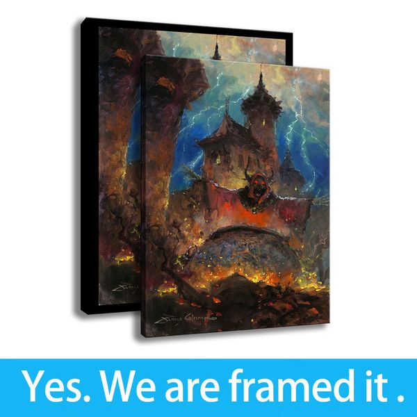 wall painting decor the black flames of the cauldron art print on canvas - ready to hang - framed 
wall painting decor the black flames of the cauldron art print on canvas - ready to hang - framed