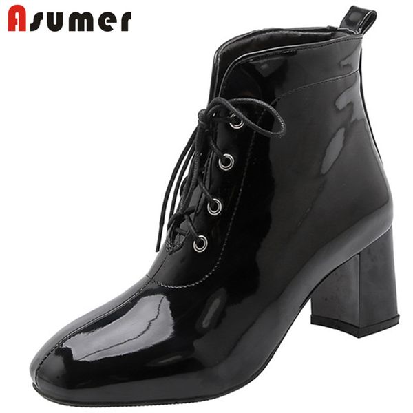 asumer 2020 new arrival ankle boots women lace up round toe autumn winter boots square high heels dress office shoes ladies, Black
asumer 2020 new arrival ankle boots women lace up round toe autumn winter boots square high heels dress office shoes ladies, Black
