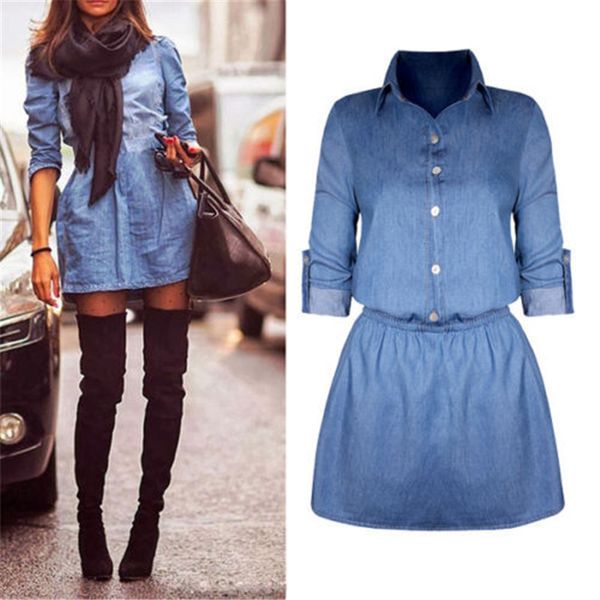 women casual denim dress casual spring summer street wear clothes slim short mini dress selling, Black
women casual denim dress casual spring summer street wear clothes slim short mini dress selling, Black