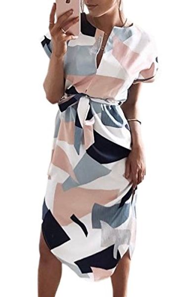 ecowish womens dresses summer casual v-neck floral print geometric pattern belted dress, Black;gray
ecowish womens dresses summer casual v-neck floral print geometric pattern belted dress, Black;gray