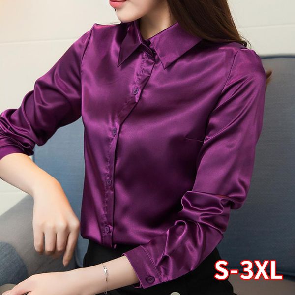 satin silk shirt women autumn long sleeve elegant work wear korean fashion purple green blue blouse shirt, White
satin silk shirt women autumn long sleeve elegant work wear korean fashion purple green blue blouse shirt, White