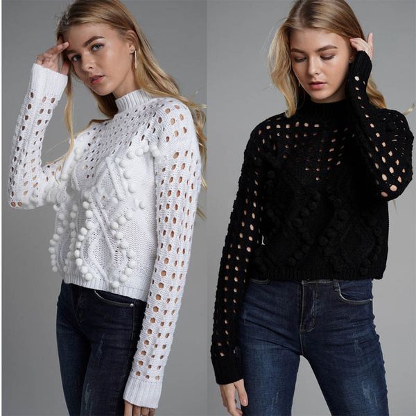 fashion white hollow out sweaters women autumn winter casual thin short knit female chic jumpers pull femme, White;black
fashion white hollow out sweaters women autumn winter casual thin short knit female chic jumpers pull femme, White;black