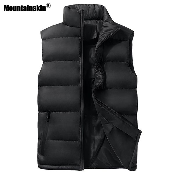 men's vests mountainskin winter slim fit casual jackets mens autumn sleeveless waistcoats solid male coat outerwear sa551, Black;white