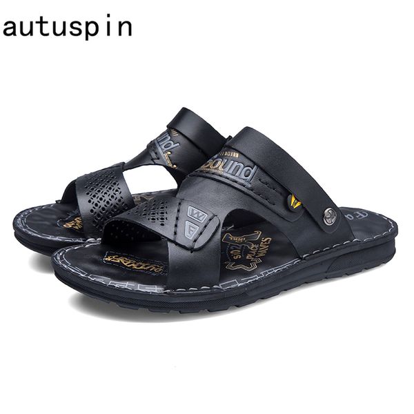 summer mens cow leather sandals 2020 fashion men breathable shoes male two use beach slippers street trendy slides, Black
summer mens cow leather sandals 2020 fashion men breathable shoes male two use beach slippers street trendy slides, Black