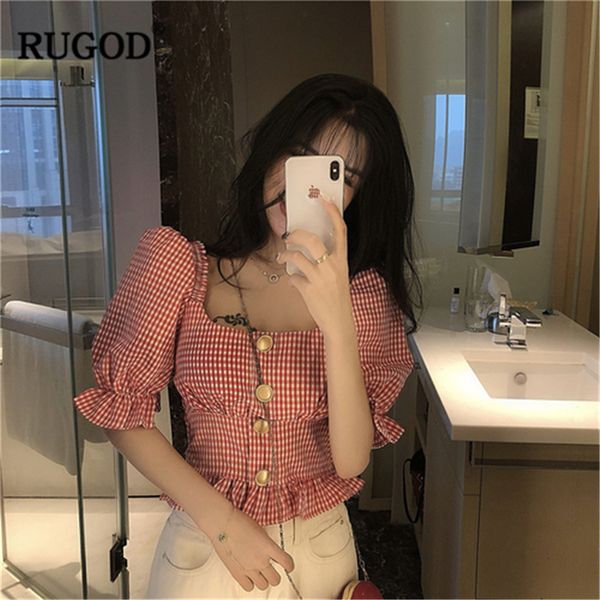 rugod 2019 new arrival women plaid shirt square collar puff half sleeves elastic pleated blouse sweet slim mujer blusas, White
rugod 2019 new arrival women plaid shirt square collar puff half sleeves elastic pleated blouse sweet slim mujer blusas, White