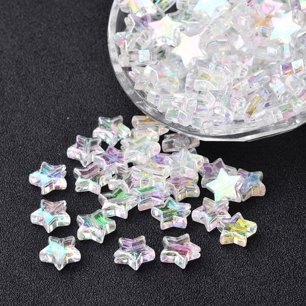 

10mm environmental transparent acrylic bead for jewelry making ,in star shape beads with ab color,about 2250pcs/500g f70