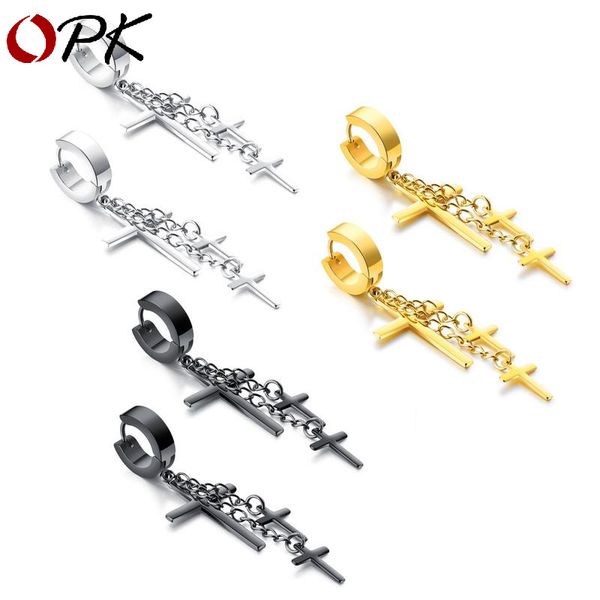 Korean fashion titanium steel mens earnails Cross Earrings Fashion mens black Earrings hip hop dance